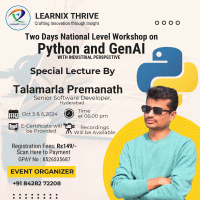 Two Days National Level Workshop on Python and GenAI 2024 Online Workshop Poster